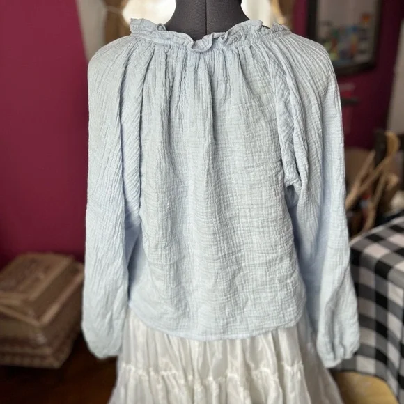 MARBLE Soft Blue Ruffled Blouse - Picture 3 of 8